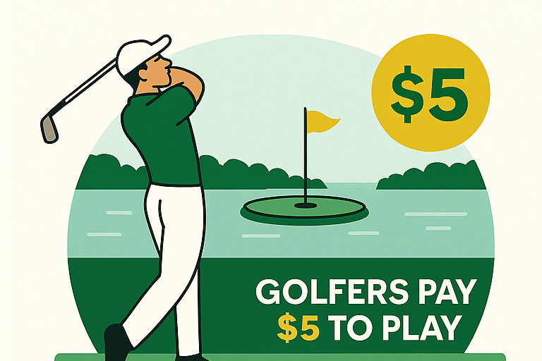 Golfers paying $5 to play the challenge